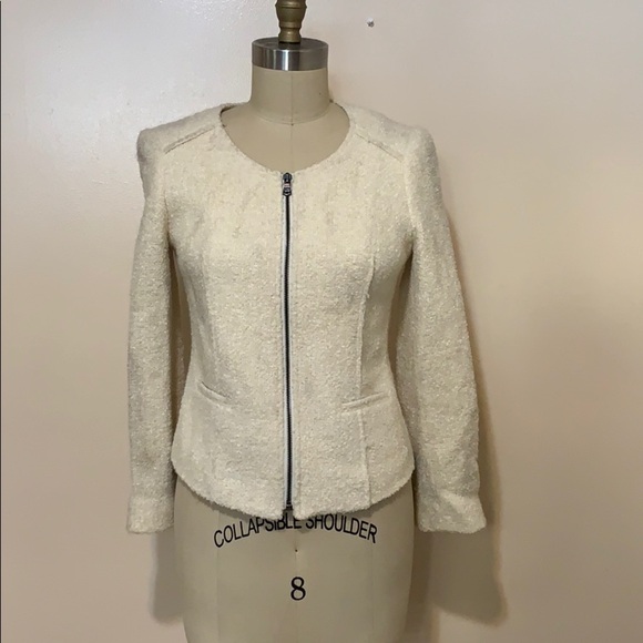 Club Monaco cream zip up jacket. Sz 4 - Picture 4 of 8
